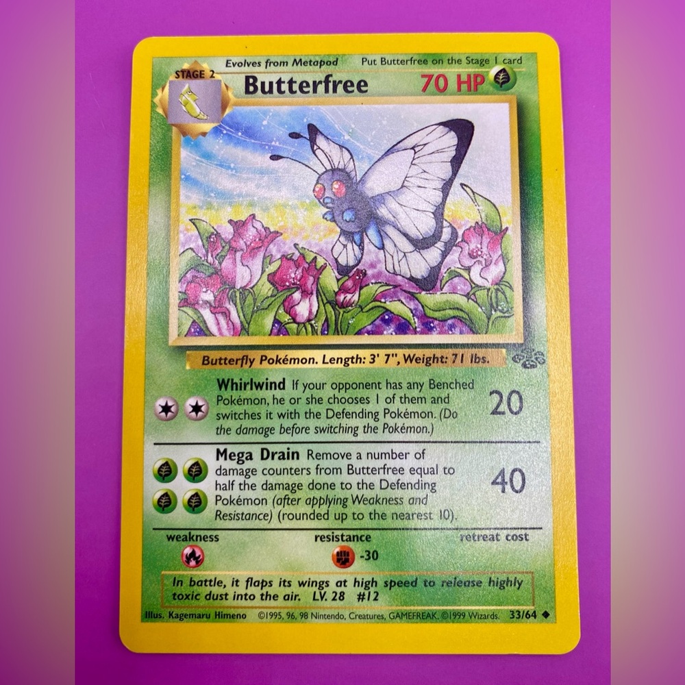 POKÉMON BUTTERFREE PSA 8 - First Edition; Uncommon; 33/64; Barely touched.